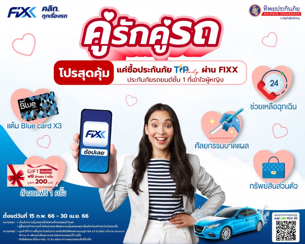 FIXX ผนึกกำลัง ทิพยประกันภัย มอบสิทธิพิเศษให้กับคนรักรถ ผ่าน FIXX Application 2