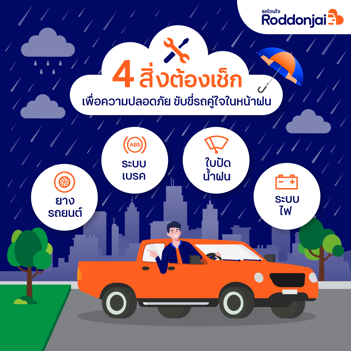 Roddonjai แนะ 4 ต้อง 7 ห้าม เพื่อความปลอดภัย ขับขี่รถคู่ใจในหน้าฝน